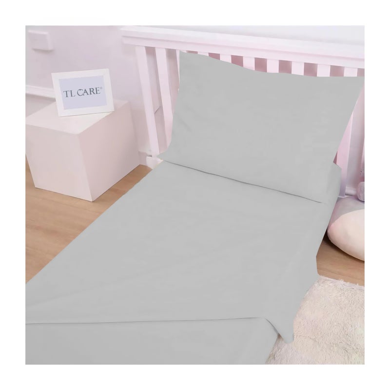 TL Care 100% Natural Cotton Jersey Knit 3-Piece Toddler Sheet Set, Gray, Soft Breathable, for Boys and Girls - Image 4